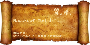 Mauskopf Abdiás névjegykártya